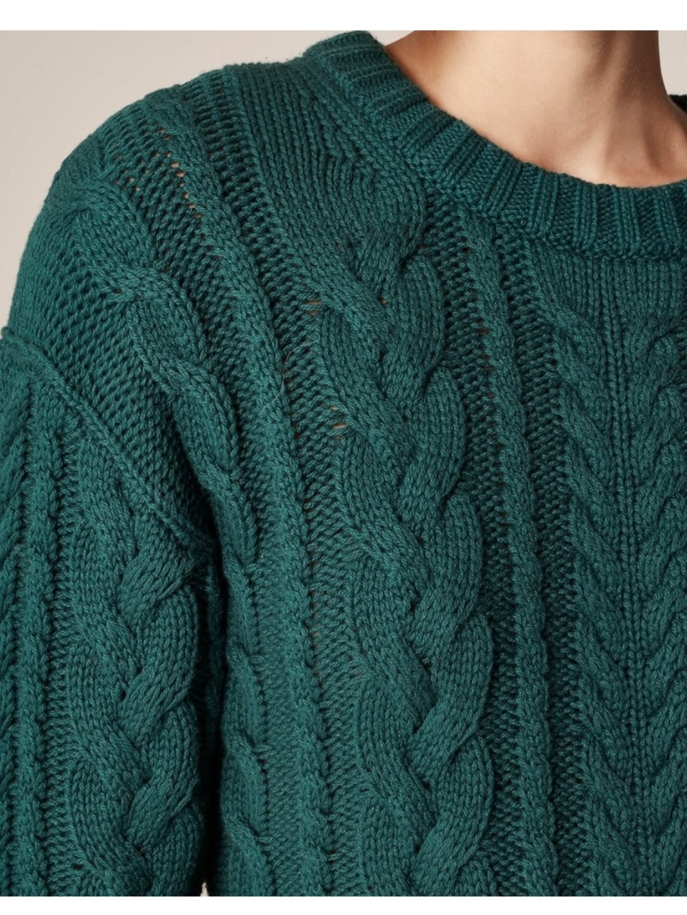 BOGO! J. Crew Cotton Cable Knit Crewneck Sweater Green Size Medium - Picture 10 of 10